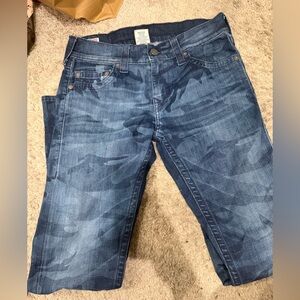 True Religion Men's Blue Patterned Jeans